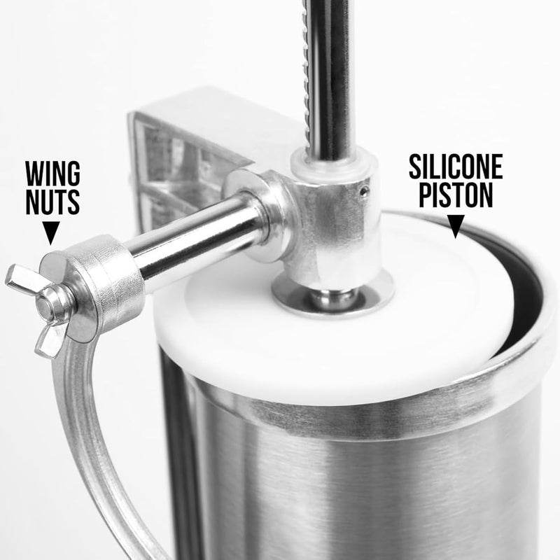 MASTER FENG 2.5 LBS Sausage Stuffer Vertical Stainless Steel Stuffing Maker Machine Packed with 4 Stuffing Funnels - Image 3